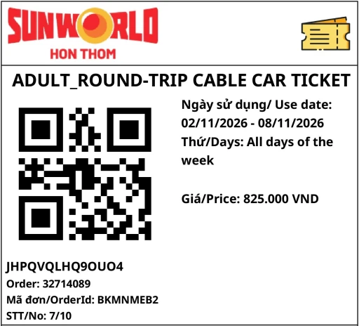 Hòn Thơm cable car ticket STT 7